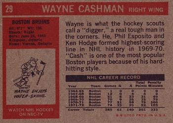 1972-73 Topps #29 Wayne Cashman Back