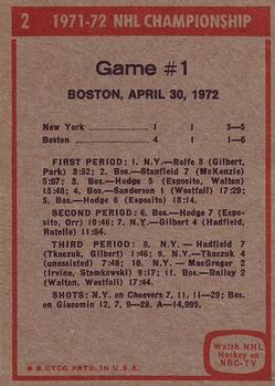 1972-73 Topps #2 1971-72 NHL Playoffs Game 1 Back