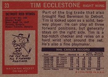 1972-73 Topps #33 Tim Ecclestone Back