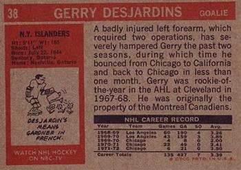 1972-73 Topps #38 Gerry Desjardins Back