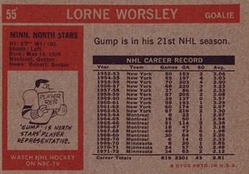 1972-73 Topps #55 Lorne Worsley Back