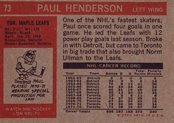 1972-73 Topps #73 Paul Henderson Back