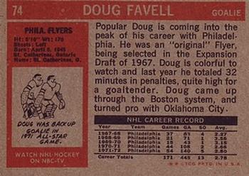 1972-73 Topps #74 Doug Favell Back