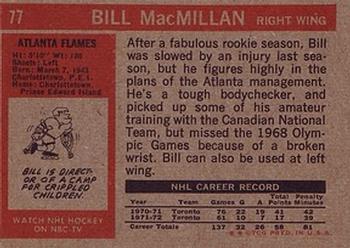 1972-73 Topps #77 Bill MacMillan Back