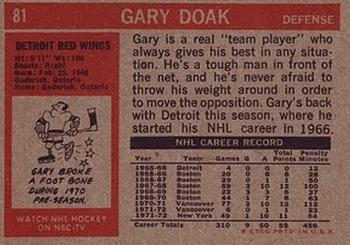 1972-73 Topps #81 Gary Doak Back