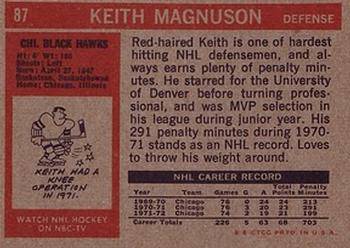 1972-73 Topps #87 Keith Magnuson Back