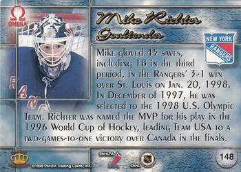 1997-98 Pacific Omega - Copper #148 Mike Richter Back