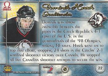 1997-98 Pacific Omega - Dark Gray #22 Dominik Hasek Back