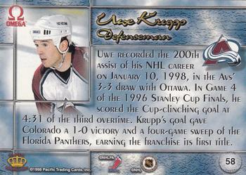 1997-98 Pacific Omega - Dark Gray #58 Uwe Krupp Back