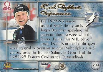 1997-98 Pacific Omega - Dark Gray #209 Karl Dykhuis Back