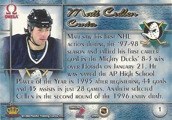 1997-98 Pacific Omega - Gold #1 Matt Cullen Back
