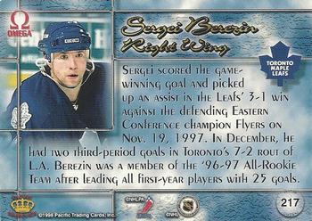 1997-98 Pacific Omega - Ice Blue #217 Sergei Berezin Back