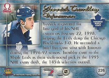 1997-98 Pacific Omega - Ice Blue #226 Yannick Tremblay Back