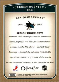 2008-09 O-Pee-Chee - Season Highlights #SH-8 Jeremy Roenick Back