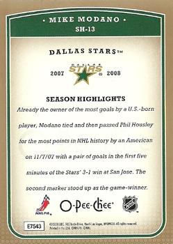 2008-09 O-Pee-Chee - Season Highlights #SH-13 Mike Modano Back