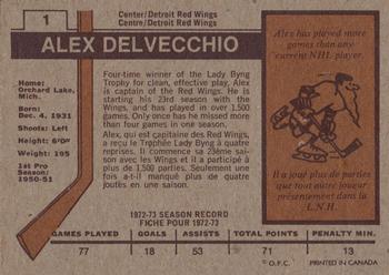 1973-74 O-Pee-Chee #1 Alex Delvecchio Back