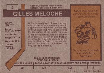 1973-74 O-Pee-Chee #2 Gilles Meloche Back