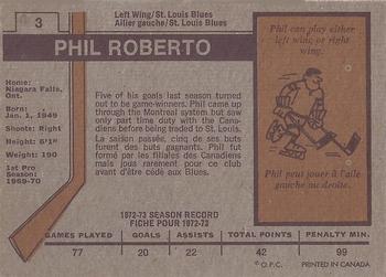 1973-74 O-Pee-Chee #3 Phil Roberto Back