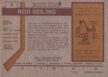 1973-74 O-Pee-Chee #9 Rod Seiling Back