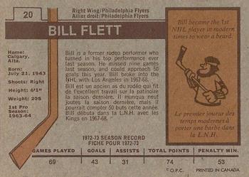 1973-74 O-Pee-Chee #20 Bill Flett Back