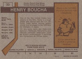 1973-74 O-Pee-Chee #33 Henry Boucha Back