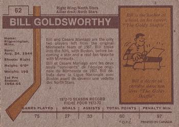 1973-74 O-Pee-Chee #62 Bill Goldsworthy Back