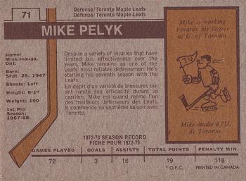 1973-74 O-Pee-Chee #71 Mike Pelyk Back