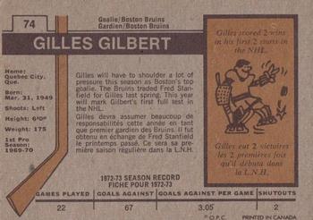 1973-74 O-Pee-Chee #74 Gilles Gilbert Back