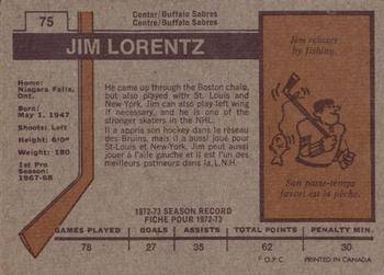 1973-74 O-Pee-Chee #75 Jim Lorentz Back