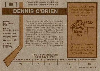 1973-74 O-Pee-Chee #88 Dennis O'Brien Back