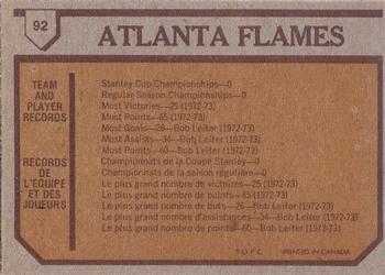 1973-74 O-Pee-Chee #92 Atlanta Flames Back