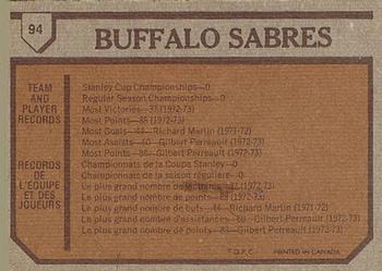 1973-74 O-Pee-Chee #94 Sabres Team Back