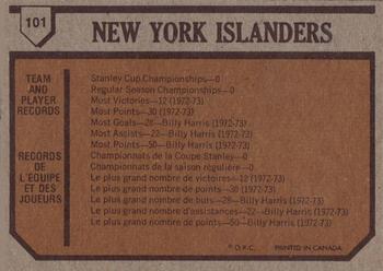 1973-74 O-Pee-Chee #101 Islanders Team Back