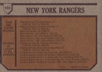 1973-74 O-Pee-Chee #102 Rangers Team Back