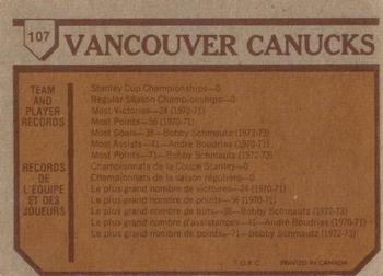 1973-74 O-Pee-Chee #107 Canucks Team Back