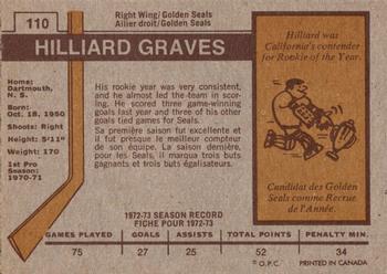 1973-74 O-Pee-Chee #110 Hilliard Graves Back