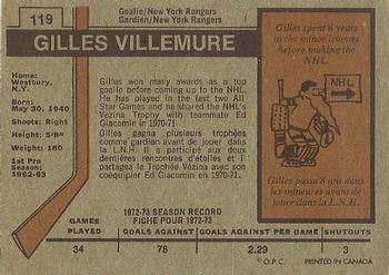 1973-74 O-Pee-Chee #119 Gilles Villemure Back