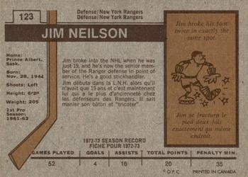 1973-74 O-Pee-Chee #123 Jim Neilson Back