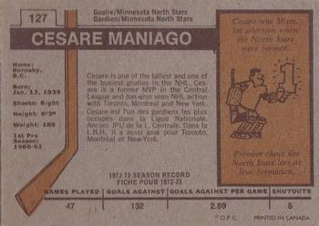 1973-74 O-Pee-Chee #127 Cesare Maniago Back