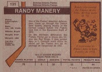 1973-74 O-Pee-Chee #131 Randy Manery Back