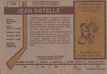 1973-74 O-Pee-Chee #141 Jean Ratelle Back