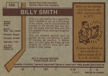 1973-74 O-Pee-Chee #142 Billy Smith Back