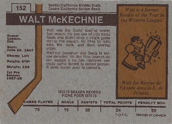 1973-74 O-Pee-Chee #152 Walt McKechnie Back