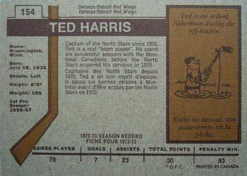 1973-74 O-Pee-Chee #154 Ted Harris Back
