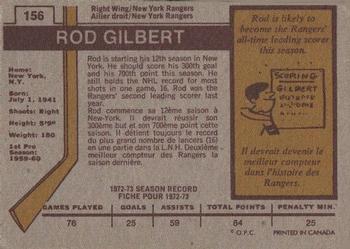 1973-74 O-Pee-Chee #156 Rod Gilbert Back