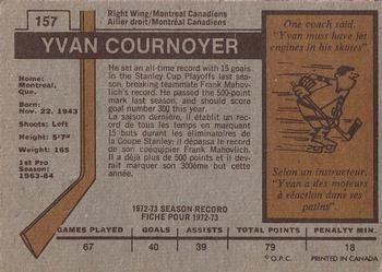 1973-74 O-Pee-Chee #157 Yvan Cournoyer Back