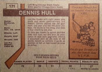 1973-74 O-Pee-Chee #171 Dennis Hull Back