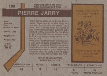 1973-74 O-Pee-Chee #186 Pierre Jarry Back