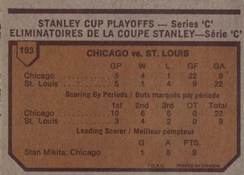 1973-74 O-Pee-Chee #193 1972-73 NHL Quarter-Finals (Series C) Back