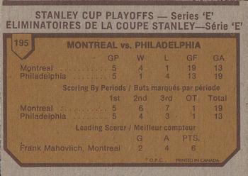 1973-74 O-Pee-Chee #195 1972-73 NHL Semi-Finals (Series E) Back